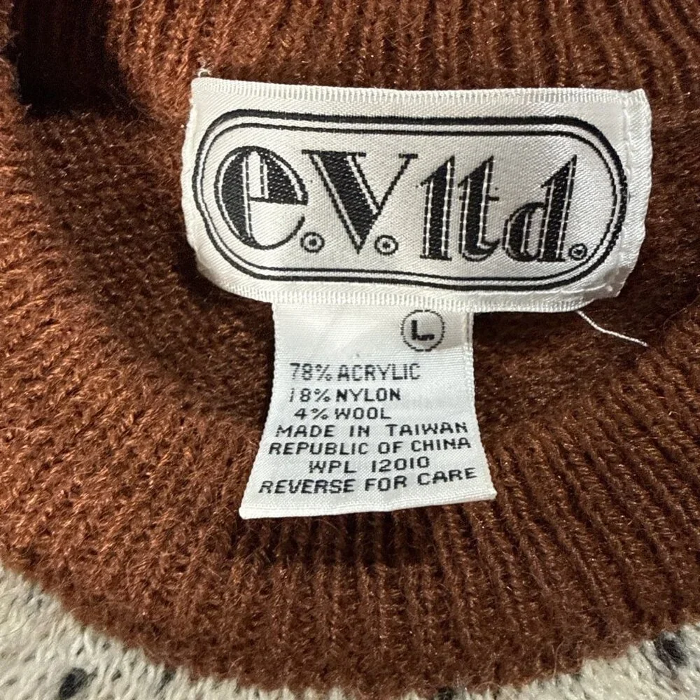 Vintage Sheep Wool Sweater Vest Sz L Brown Trees Grannycore Grandma Cottagecore - Picture 7 of 7